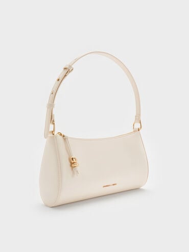 Augustine Sculptural-Detail Shoulder Bag, Cream, hi-res