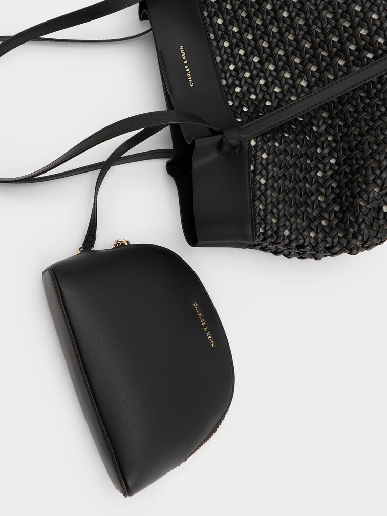 Tas Tote Woven Calla, Black, hi-res