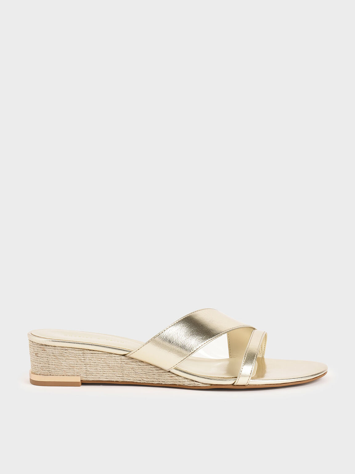 Metallic Strappy Wedges, Gold, hi-res