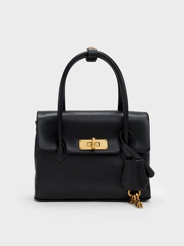 Mini Kerry Turn-Lock Tote Bag, Black, hi-res