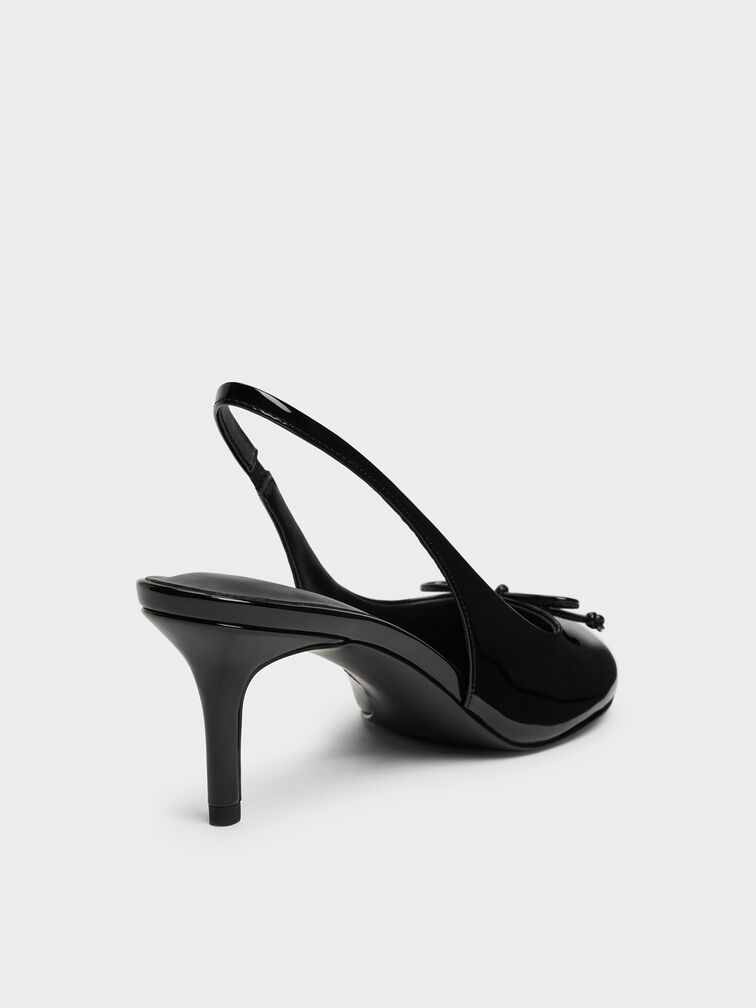 Imani Patent Asymmetric Slingback Pumps, Black Patent, hi-res