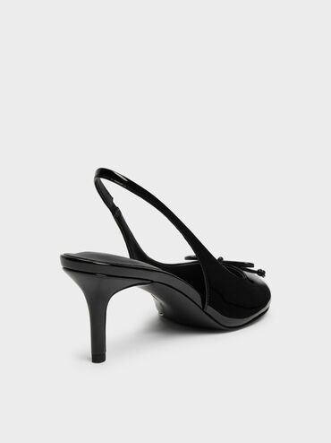 Imani Patent Asymmetric Slingback Pumps, Black Patent, hi-res