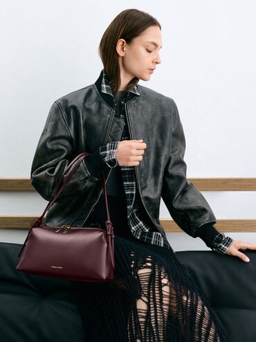 Tas Bahu Double-Strap Deyna, Wineberry Red, hi-res