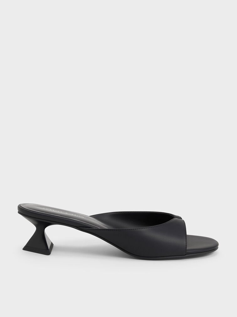 Sandal Thong Sculptural Heel, Black, hi-res