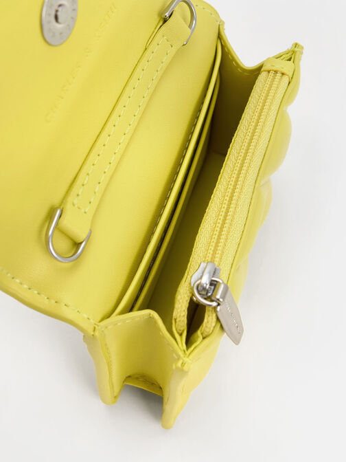 Dompet Asymmetric Flap Panelled, Yellow, hi-res