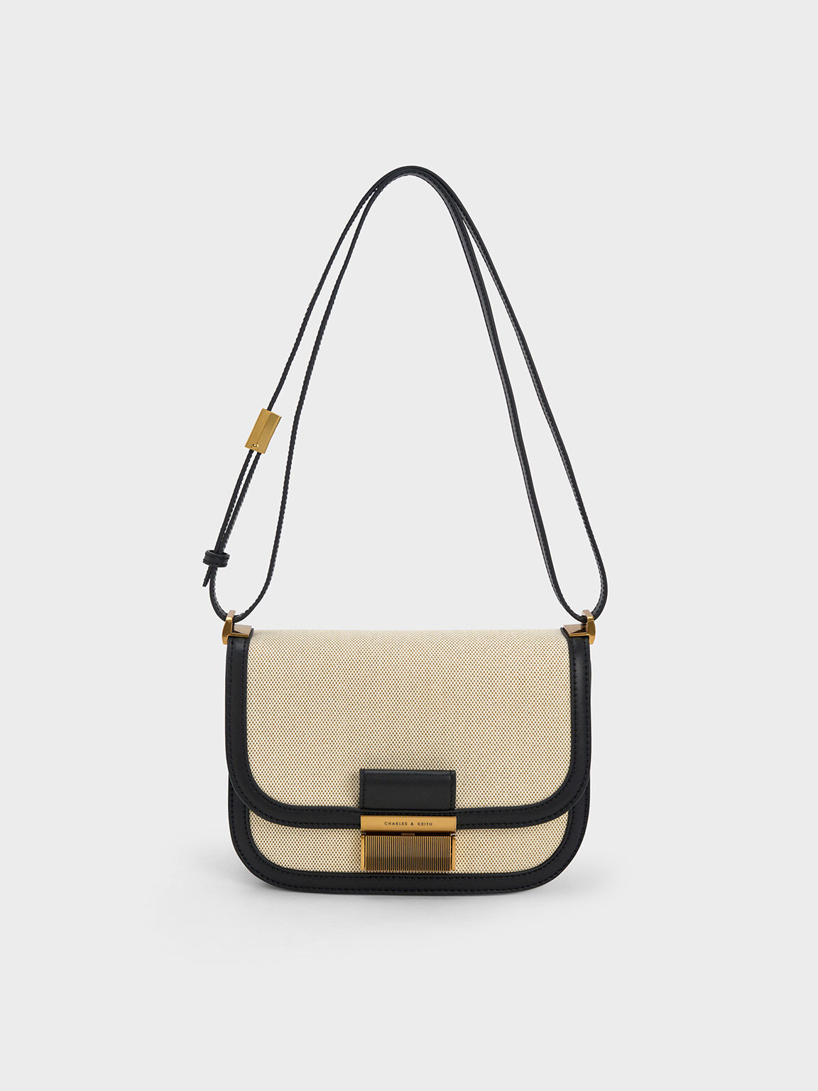 Black Charlot Canvas Crossbody Bag CHARLES KEITH ID