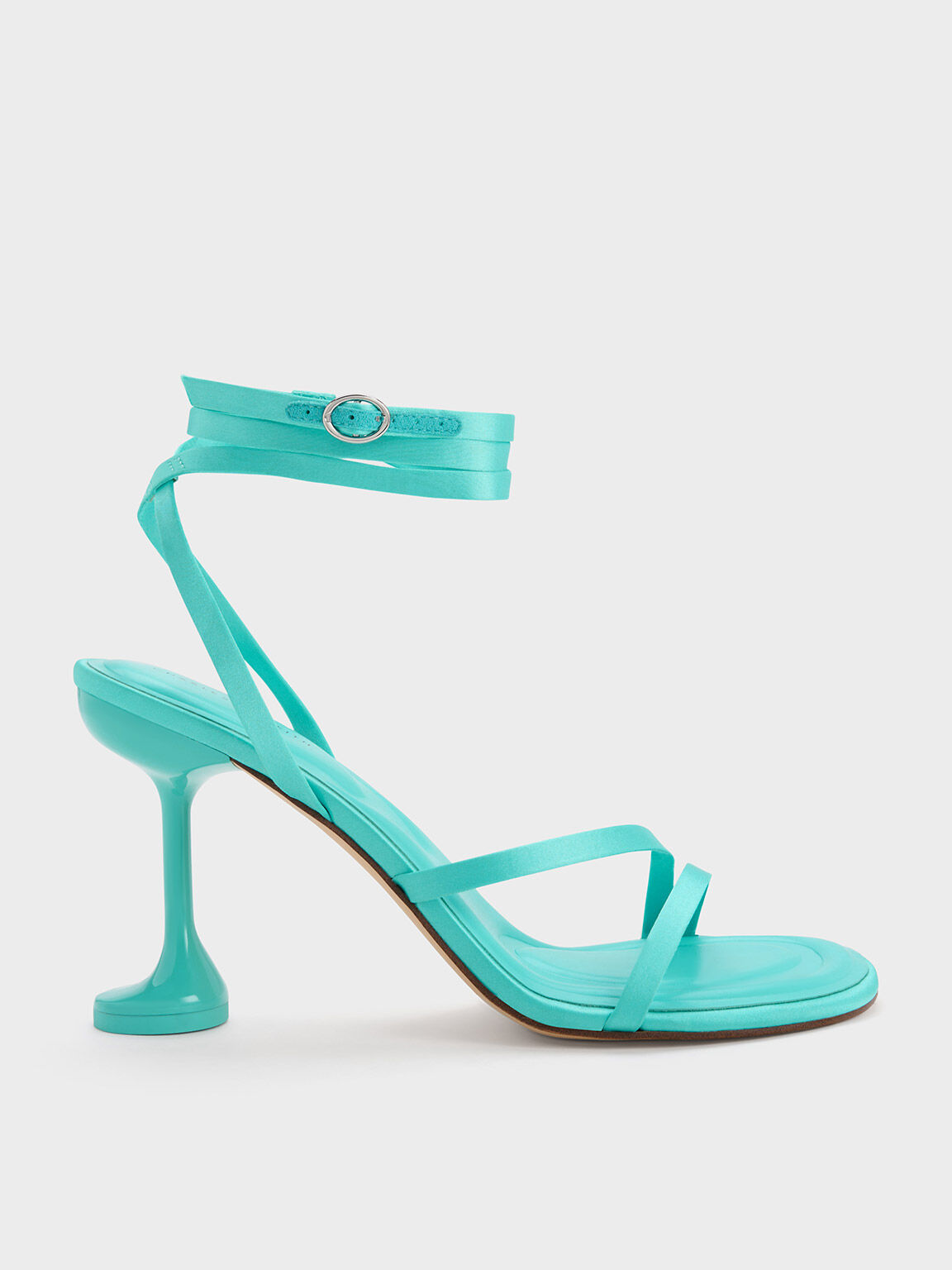 Blue Celestine Sculptural Heel Strappy Sandals CHARLES KEITH ID