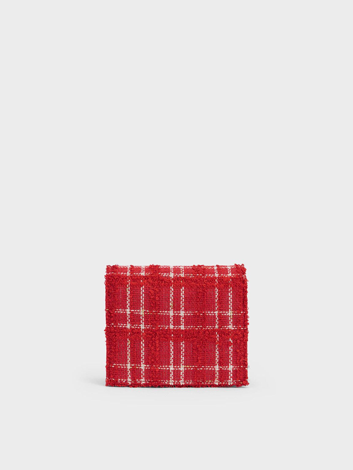 Georgette Tweed Small Wallet, Red, hi-res