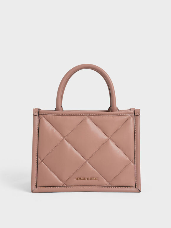 Tas Tote Bag Double Handle Quilted, Blush, hi-res