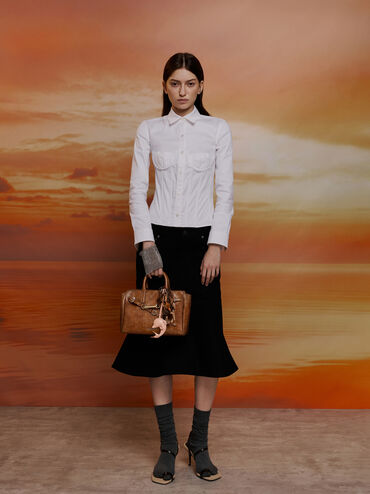 Tas Tote Belted Delfina Mini, Distressed Tan, hi-res