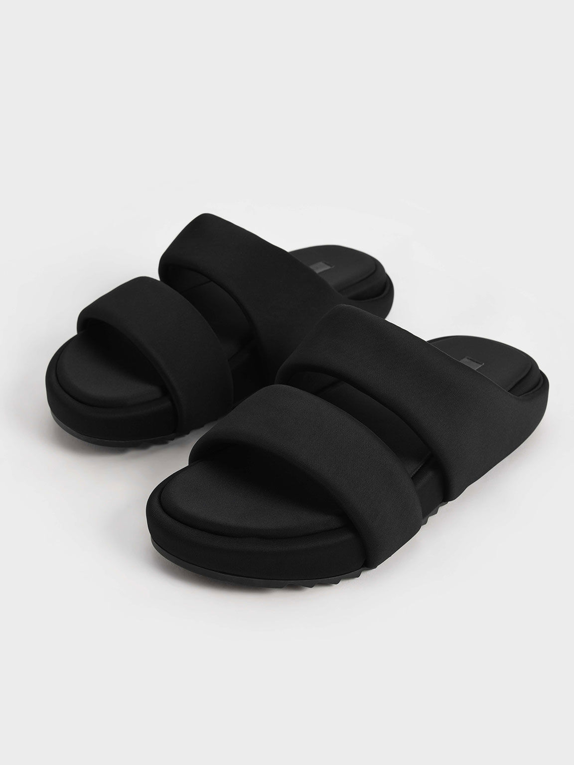 Sandal Slide Padded Recycled Polyester, Black, hi-res