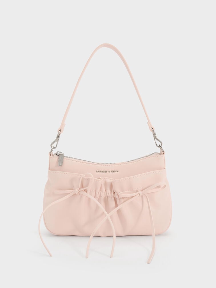 Tas Bahu Bow Ruched Reese Mini, Soft Pink, hi-res