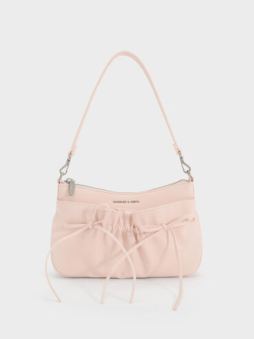 Tas Bahu Bow Ruched Reese Mini, Soft Pink, hi-res