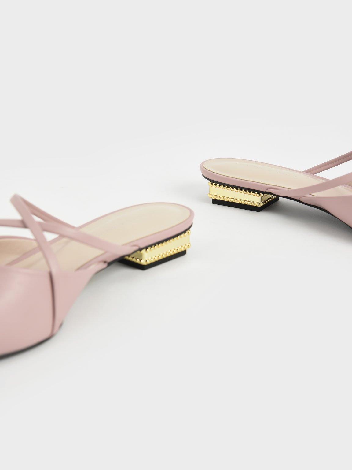 Sepatu Mules Pointed Toe Cross Strap, Light Pink, hi-res