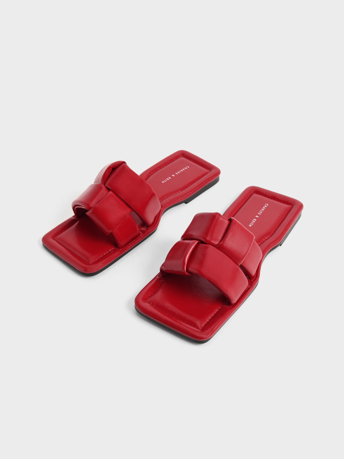 Sandal Slide Interwoven Strap, Red, hi-res