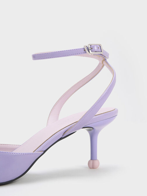 Sepatu Pumps Sculptural Heel Ankle-Strap, Purple, hi-res