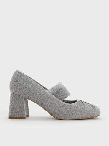Winona Felt Mary Jane Pumps, Light Grey, hi-res
