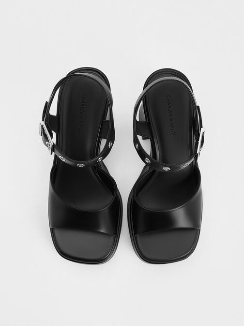 Sandal Platform Grommet Ankle-Strap Jocelyn, Black, hi-res