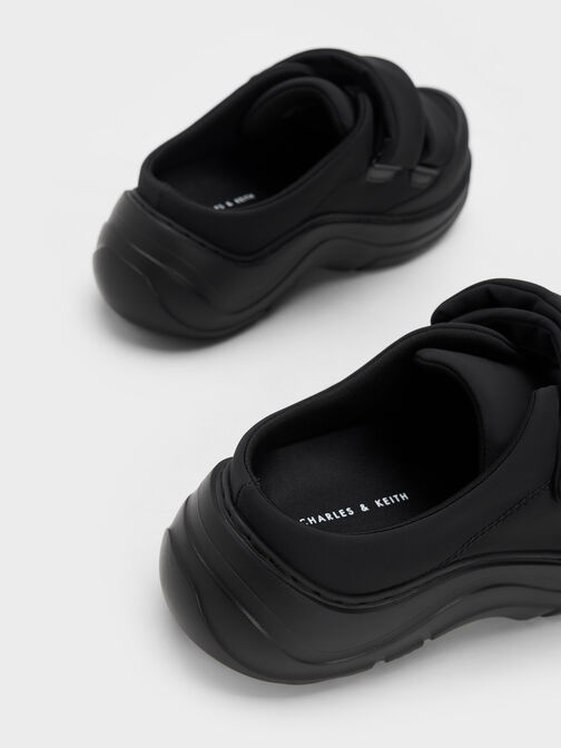 Sneakers Slip-On Nylon Padded Double-Strap, Black Textured, hi-res