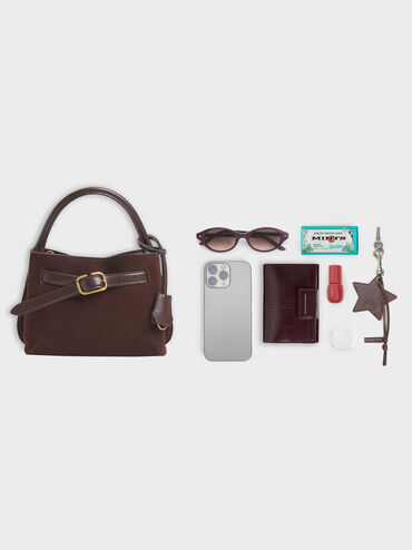 Tas Top Handle Victoria Belted, Espresso Brown, hi-res