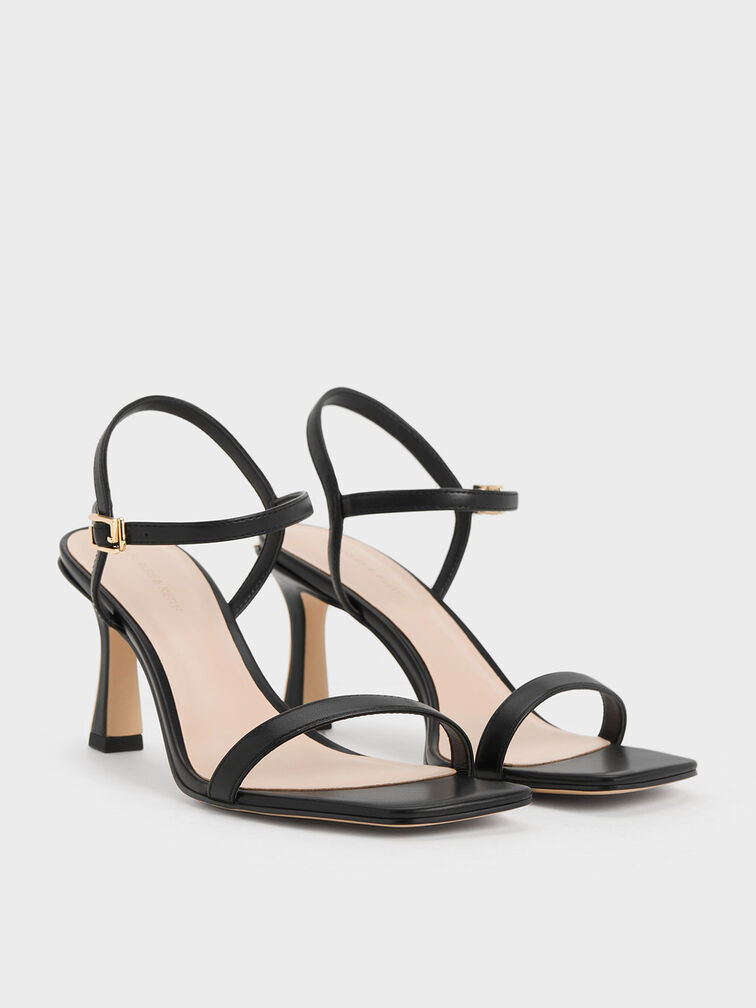 Square-Toe Heeled Sandals, Black, hi-res