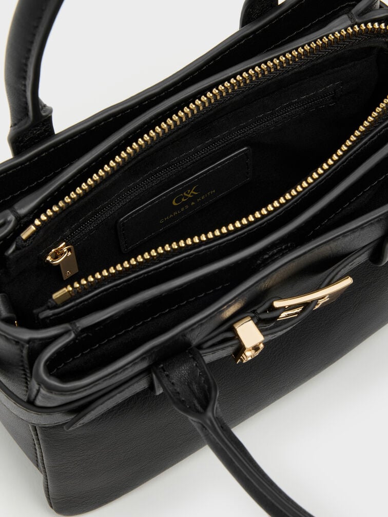 Tas Tote Belted Jody Leather, Black, hi-res