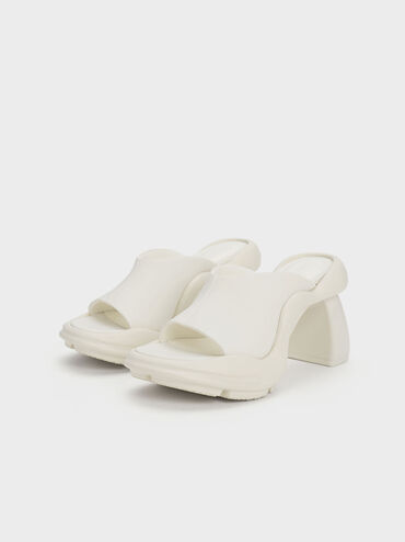 Sepatu Mules Leila Sculptural, Cream, hi-res