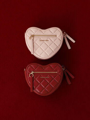 Tas Selempang Quilted Heart Pafutto, Tomato Red, hi-res