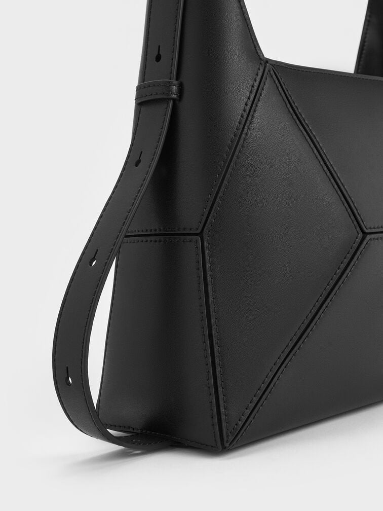 Nasrin Geometric Hobo Bag, Noir, hi-res
