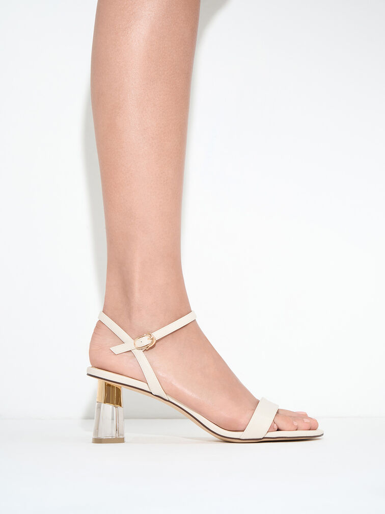 Sandal Trapeze Heel Oleana Clear, Chalk, hi-res