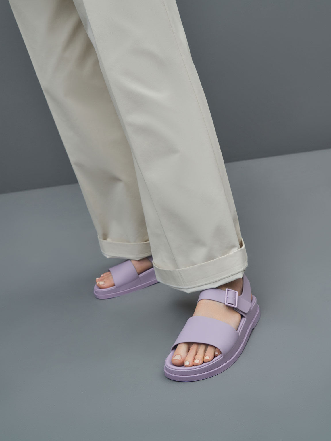Sandal Flatform Buckle Strap, Lilac, hi-res