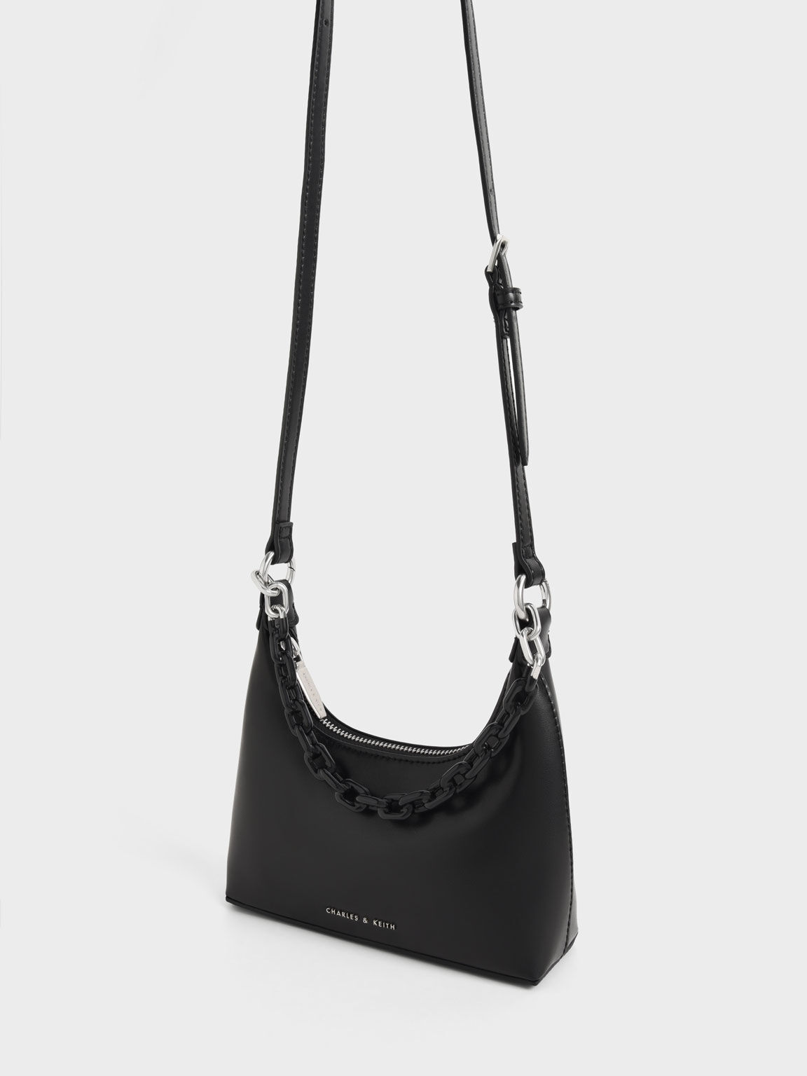 Koi Chain Handle Shoulder Bag, Black, hi-res