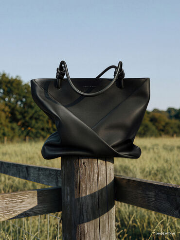 Midori Geometric Tote Bag, Jet Black, hi-res