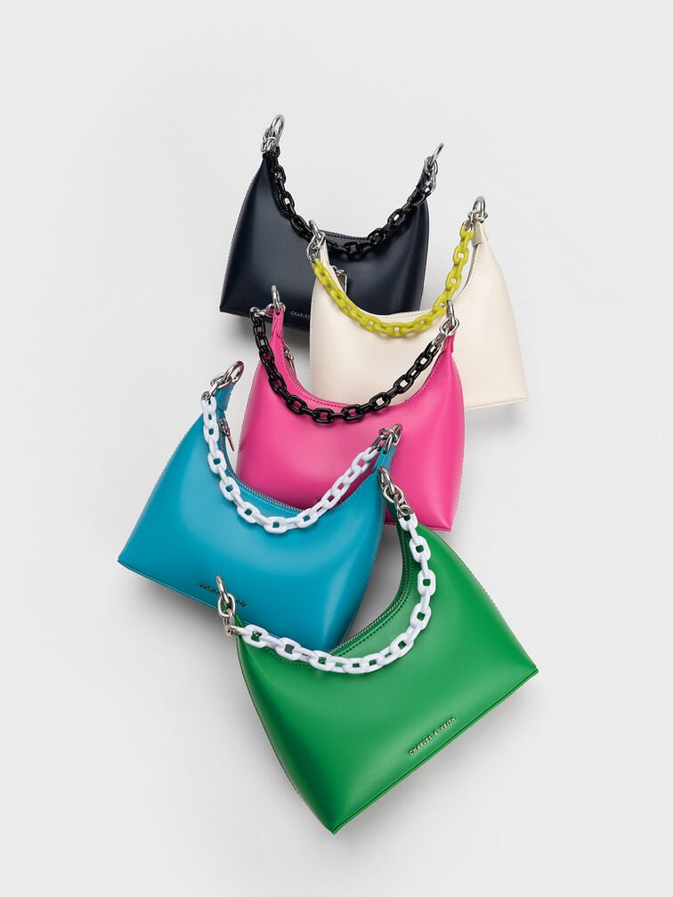 Koi Chain Handle Shoulder Bag, Fuchsia, hi-res