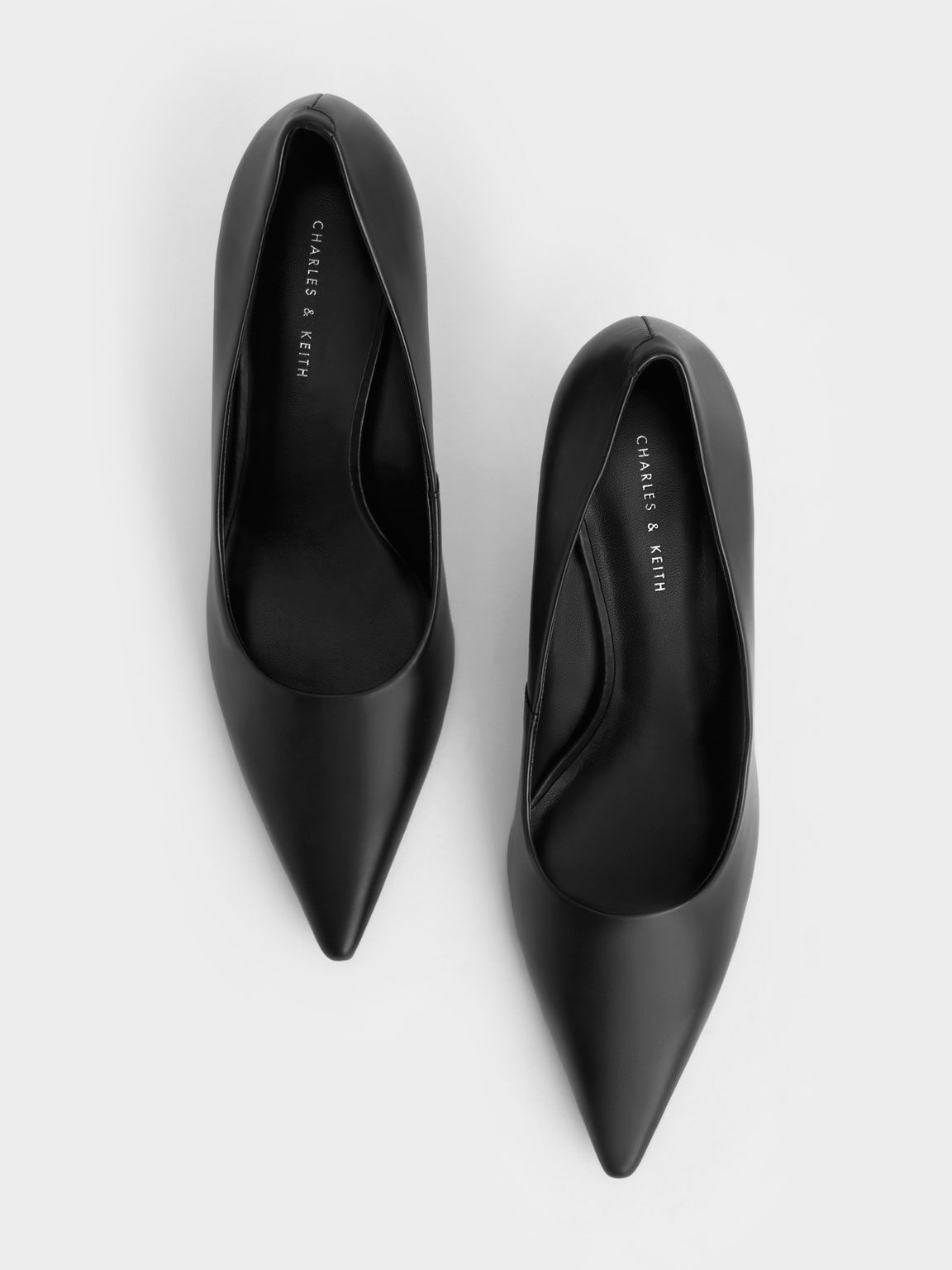 Sepatu Pumps Sculptural Heel Pointed-Toe, Black, hi-res