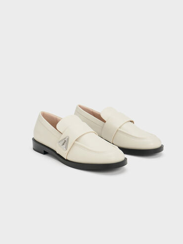 Sepatu Loafers Trice Metallic Accent, Chalk, hi-res
