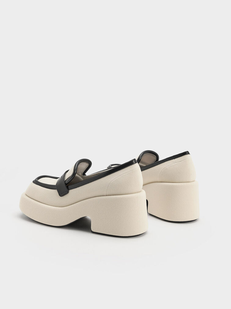 Leni Canvas Platform Loafers, Black, hi-res