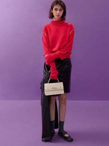 Tas Top Handle Belted Arlet, Cream, hi-res