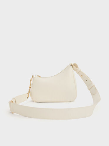 Tas Bahu Chain-Accent Agatha Mini, Cream, hi-res
