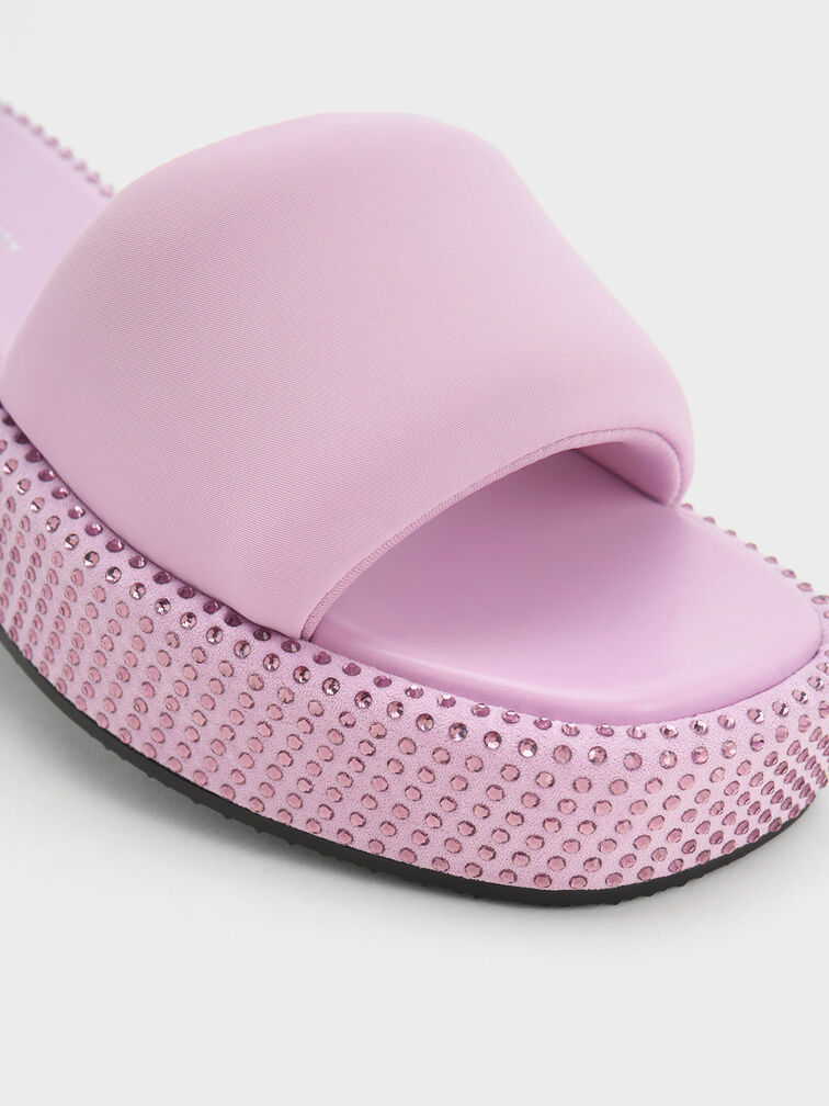 Sandal Flatform Crystal-Embellished Nylon, Lilac, hi-res