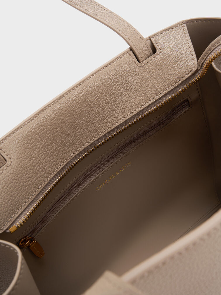 Tas Tote Elongated-Handle Allyn, Taupe, hi-res