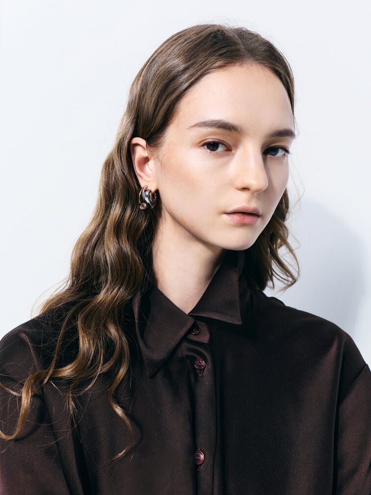 Anting Huggie Annalise, Silver, hi-res