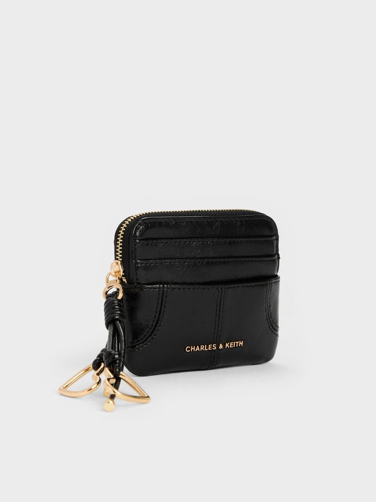 Dompet Kartu Top-Zip Ciara, Black, hi-res