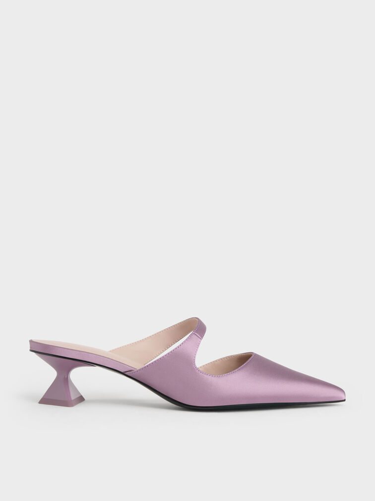 Sepatu Pumps Asymmetric Sculptural Heel, Lilac, hi-res