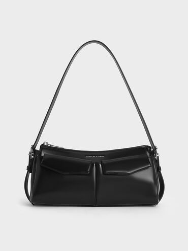 Rachel Front-Pocket Chain Shoulder Bag, Noir, hi-res
