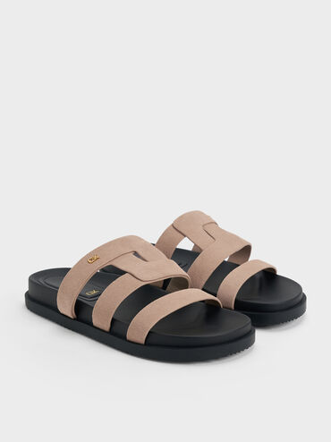 Sandal Flatform Suede Petina, Taupe, hi-res