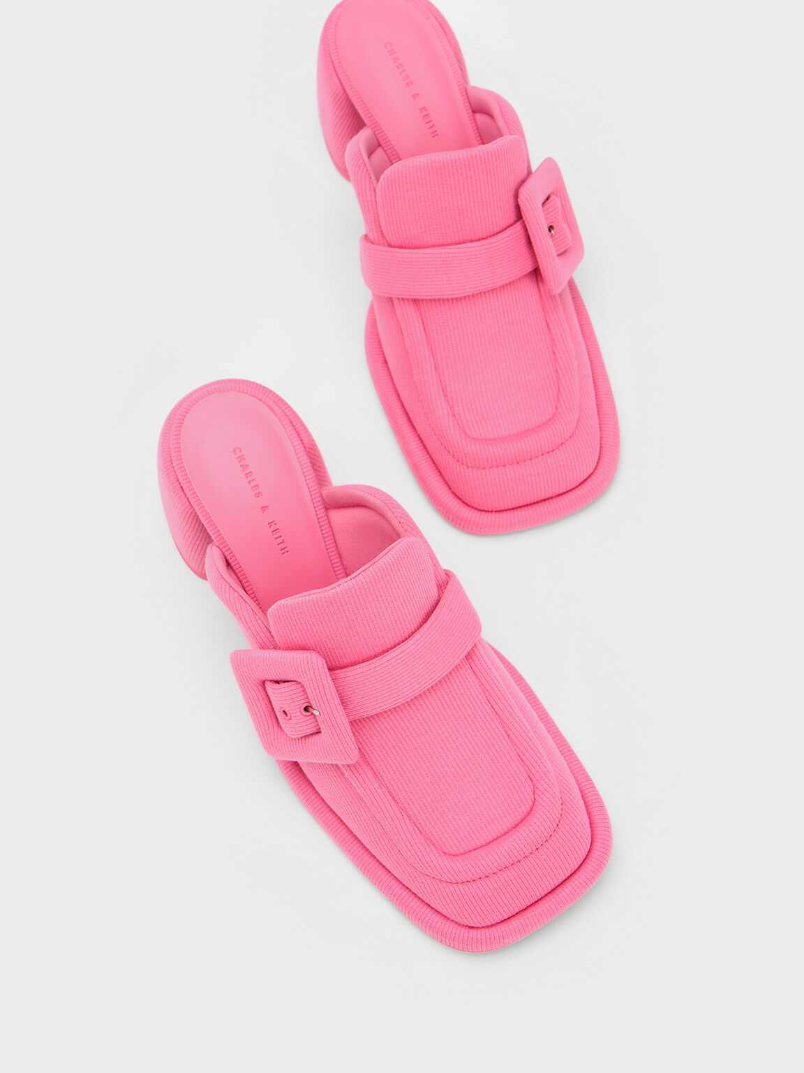 Sepatu Mules Loafer Sinead Woven Buckled, Pink, hi-res