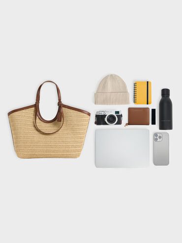 Tas Tote Woven Ivette Raffia, Multi, hi-res
