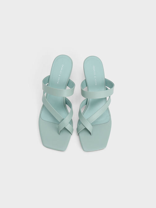 Sandal Heeled Asymmetric Toe Ring, Blue, hi-res