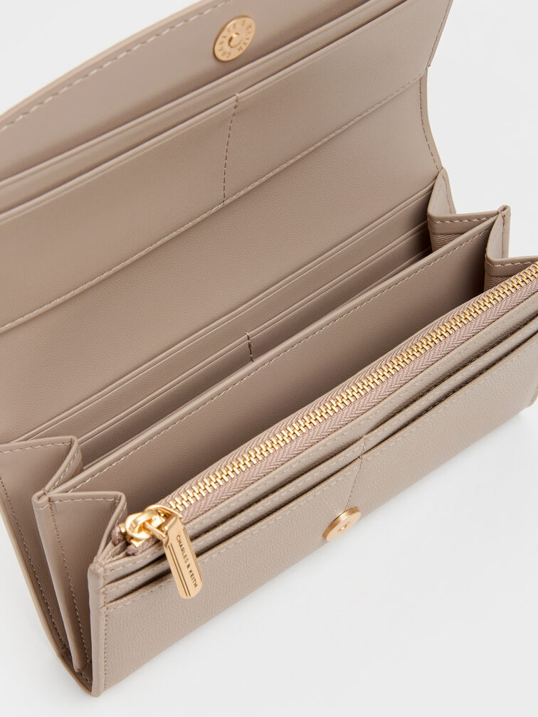 Dompet Long Curved Flap Briony, Taupe, hi-res